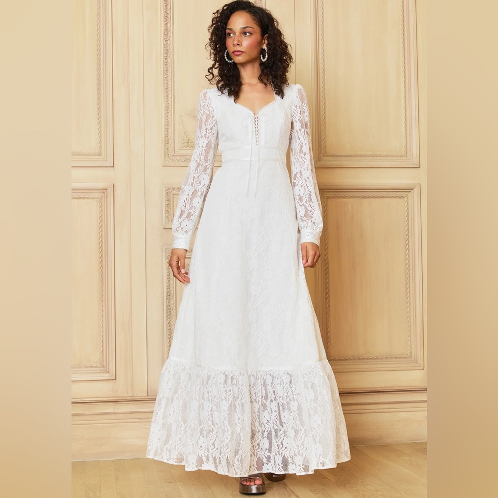 GUNNE SAX for ModCloth Beth Lace Corselette Maxi Dress NEW WITH TAGS NWT XS - Picture 8 of 14